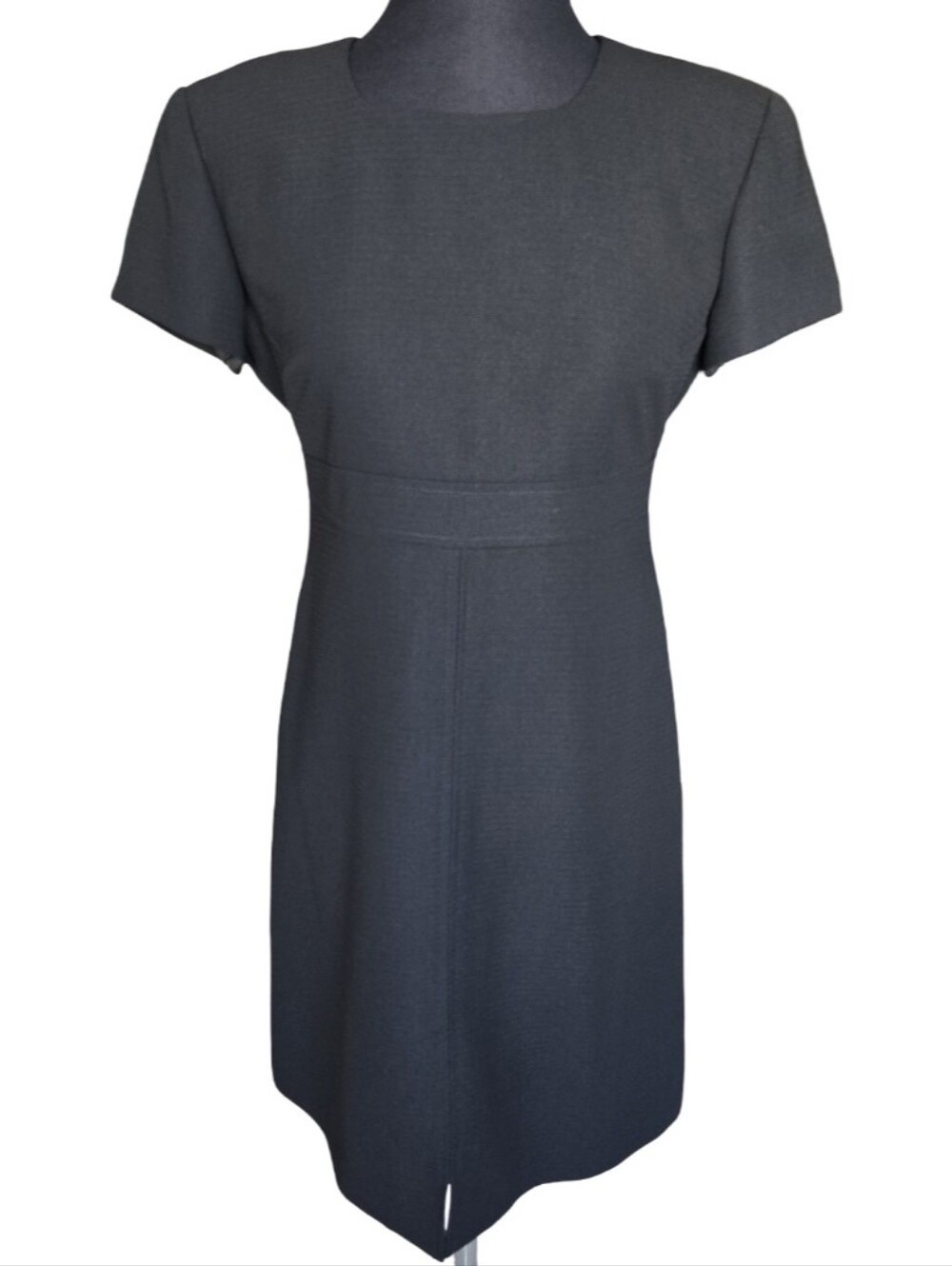 Talbots Charcoal Short-Sleeve Empire Waist Mini Dress Size 4 Petite Work Funeral